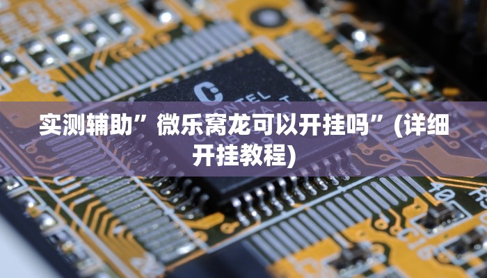 实测辅助”微乐窝龙可以开挂吗”(详细开挂教程)